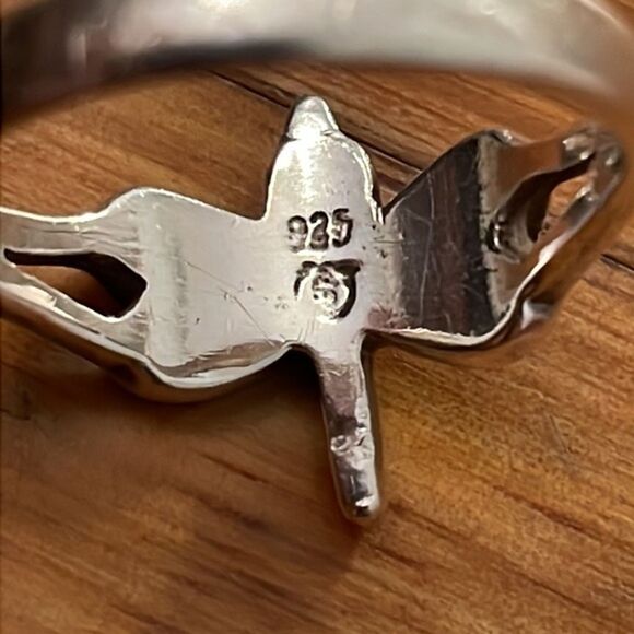 Sterling Silver Dragonfly Blue Inlaid Opal Ring Womens Size 9.75 - Picture 2 of 10